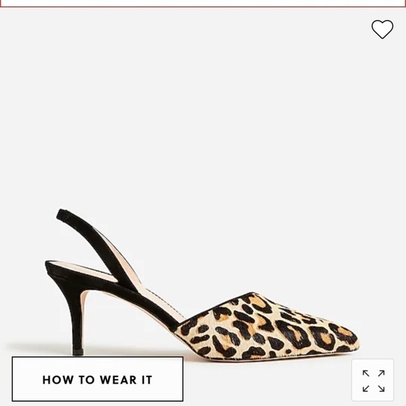 J Crew Calf hair Colette asymmetrical slingback pumps in leopard BK487 - Picture 3 of 7
